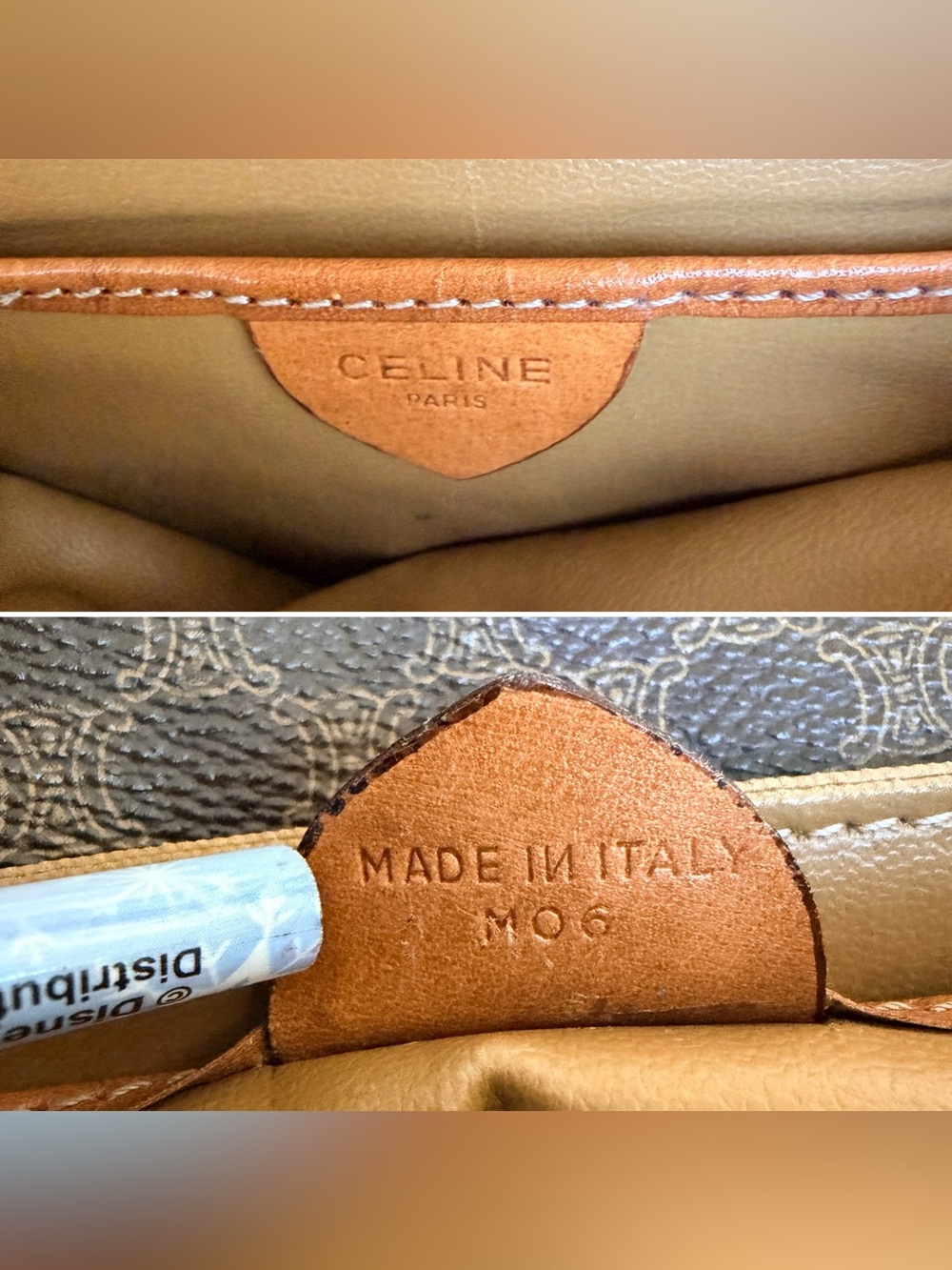 Celine Brown Macadam Print Crossbody with Tan Leather Trim and Gold Hardware - Picture 9 of 13